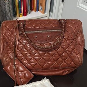 Balenciaga Brown Quilted Travel Bag